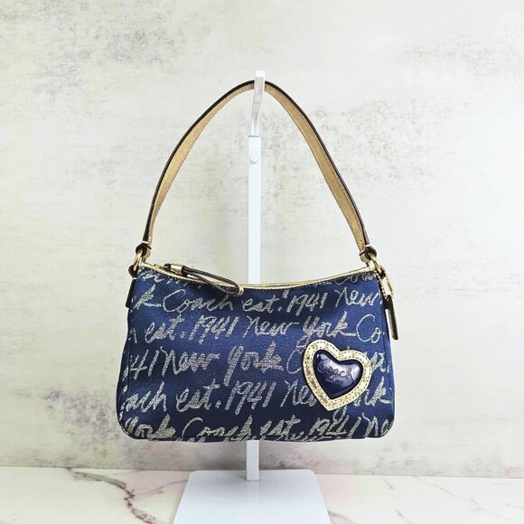 Coach Poppy New York Script Y2K Baguette Shoulder Bag - Picture 6 of 11